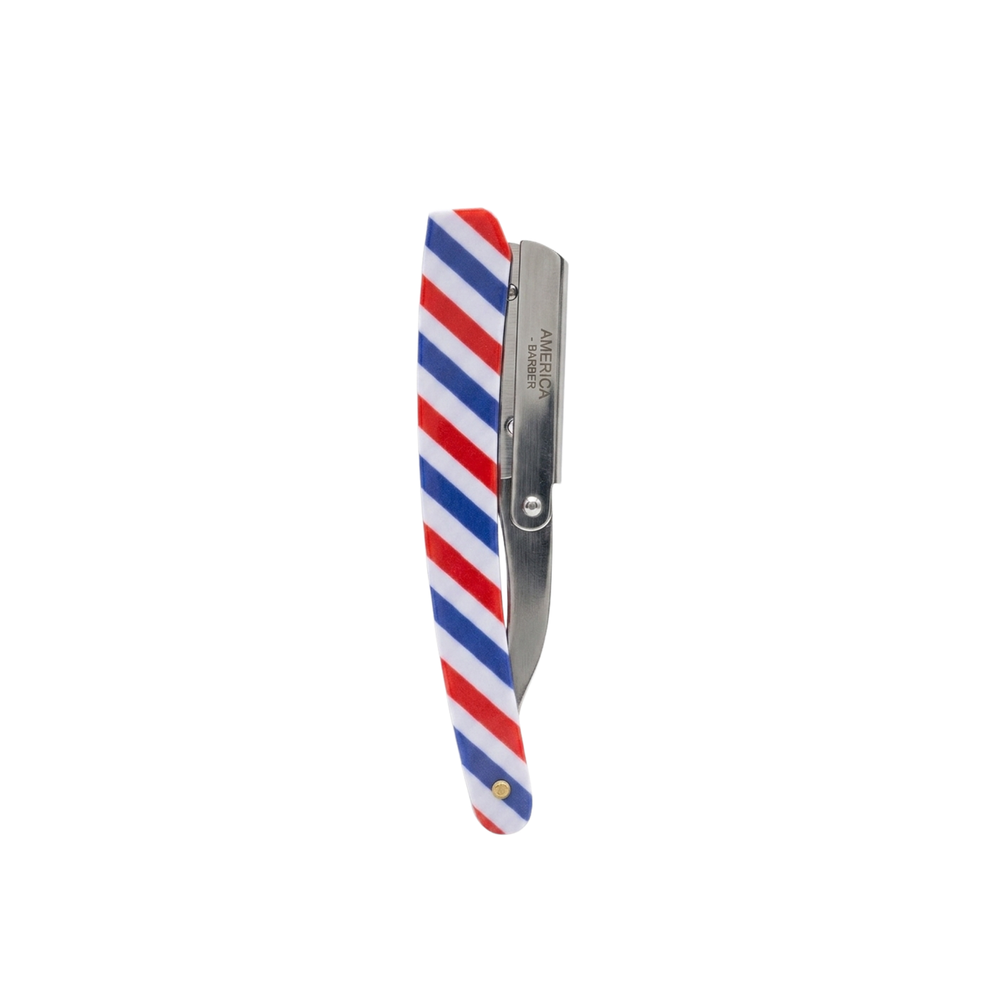 Rasoio a Mano Libera Mezza Lama "America Barber" con Manico Barber Pole