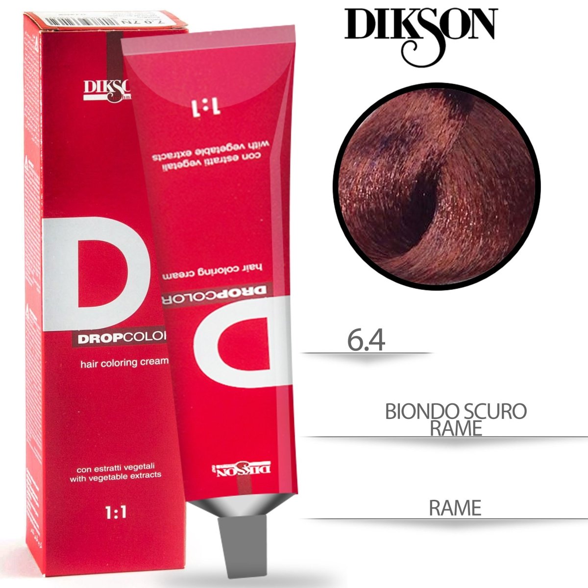 Dikson Drop Color Tinta per Capelli con estratti vegetali 1:1 100ml - HBSpace Cosmetics